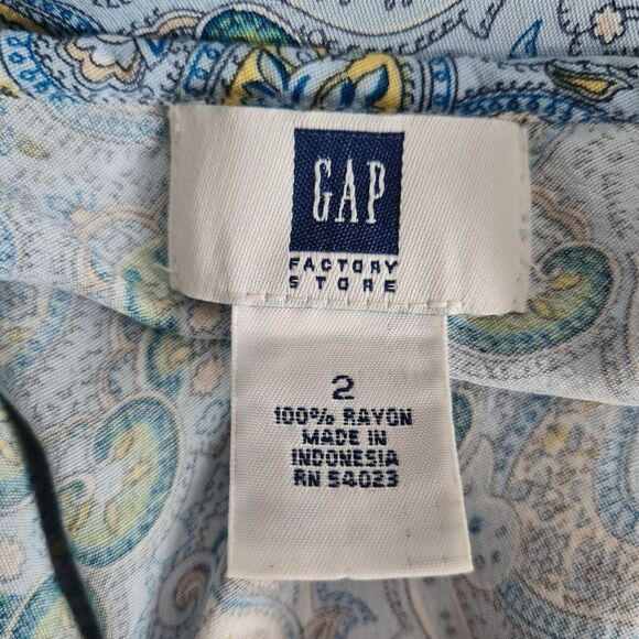 Vntg Y2K Gap Slip Dress Womens 2 Blue Rayon Paisley Strappy Whimsy Fairy - Picture 16 of 16